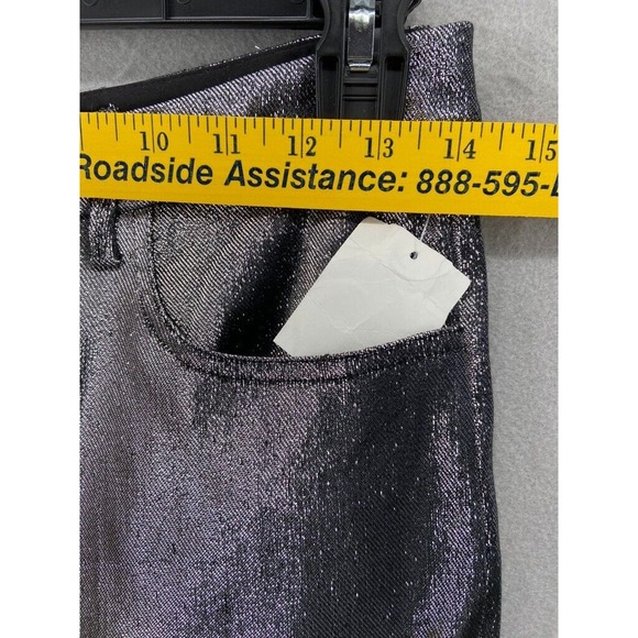 AREA Leggings Womens Size 6 Metallic Moto-knee Leggings In Silver Zip Leg Club - Picture 5 of 16